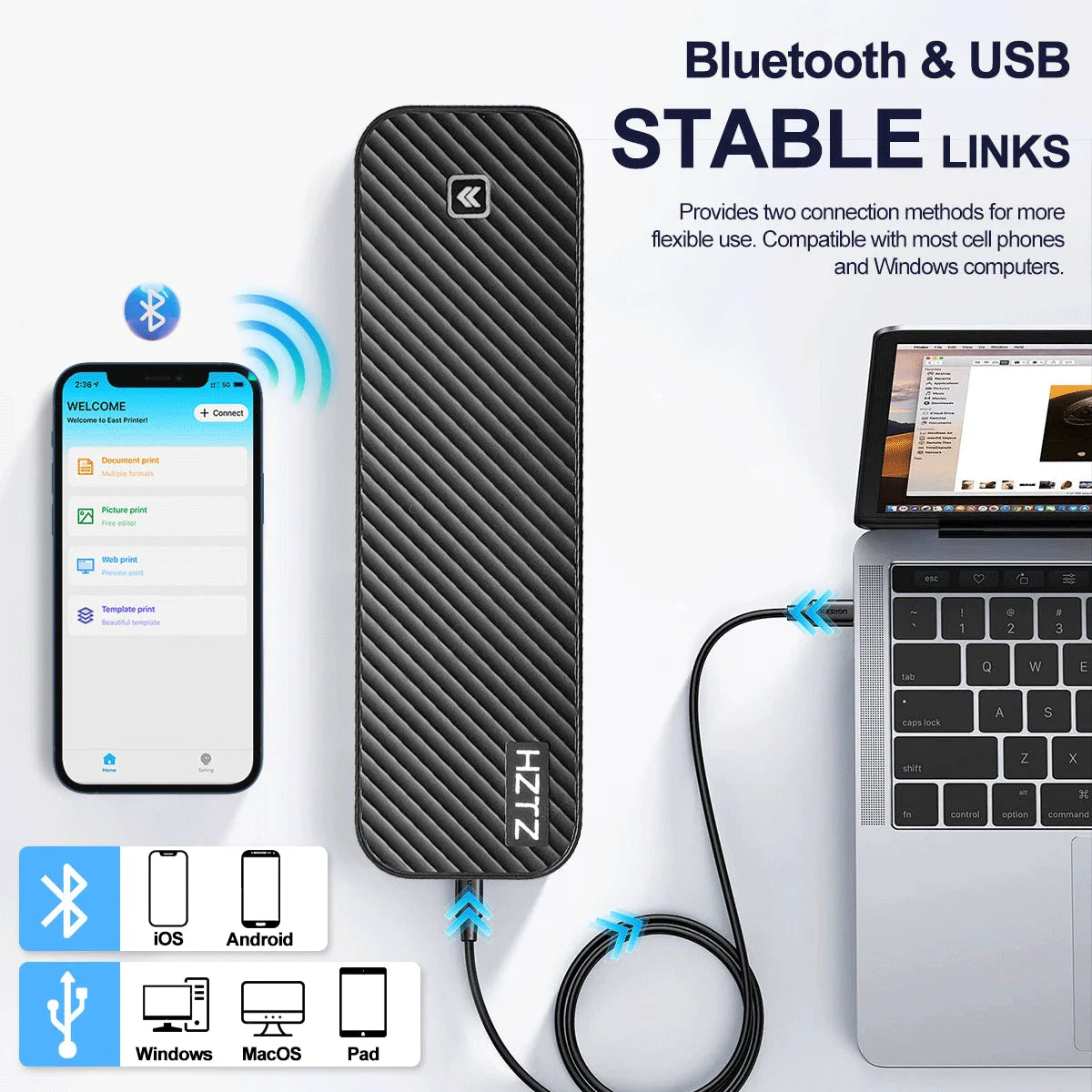 Portable A4 Inkless Bluetooth Thermal Printer