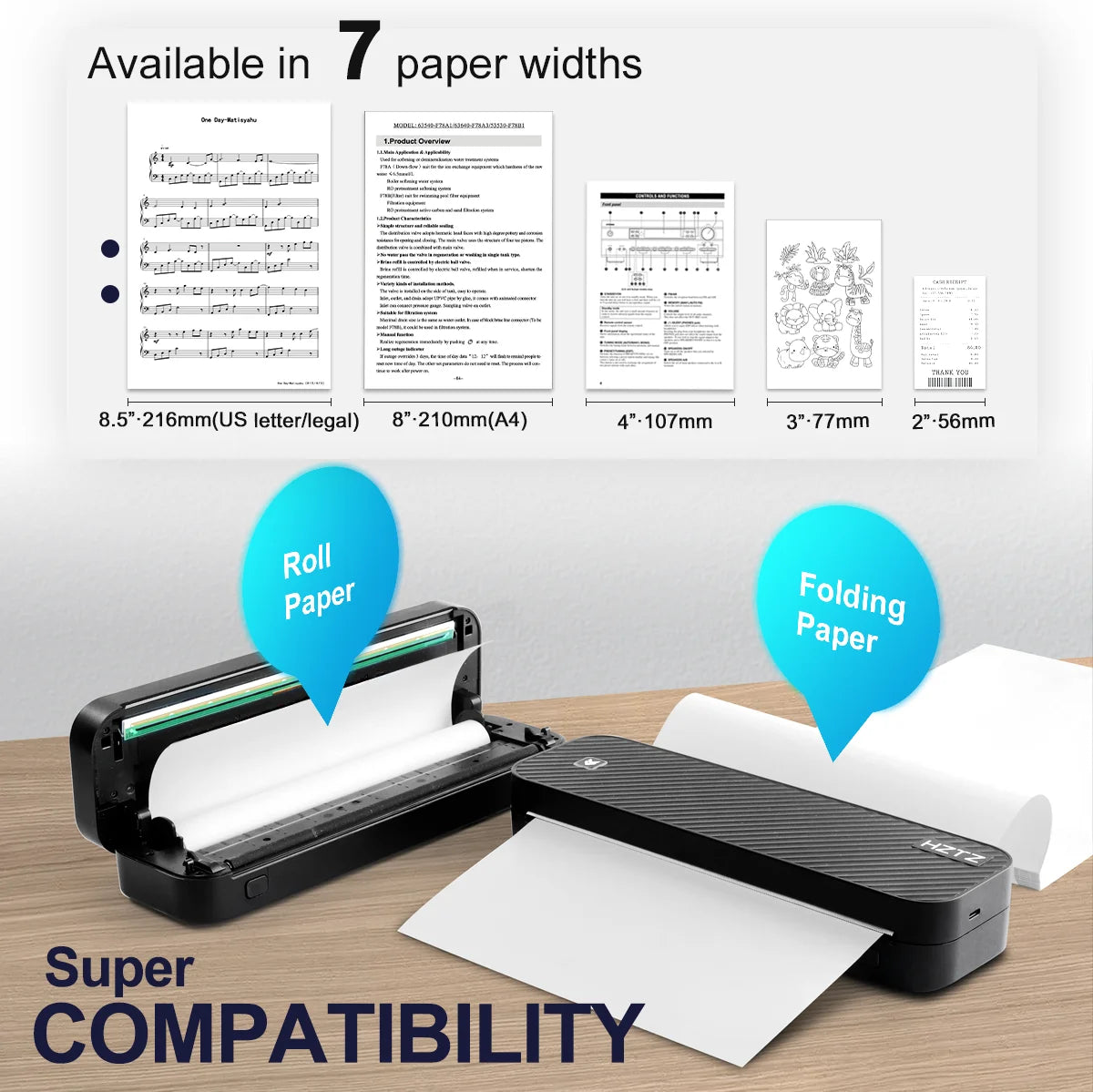 Portable A4 Inkless Bluetooth Thermal Printer