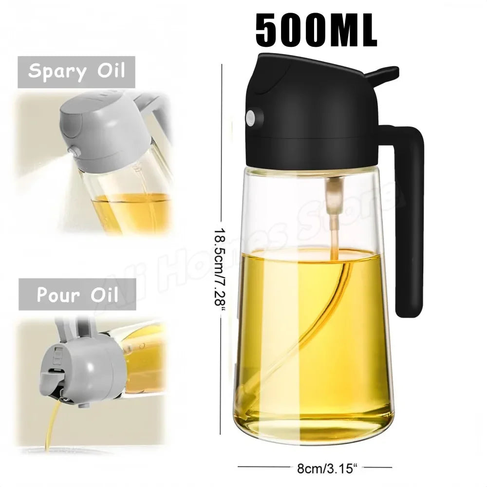 2 in 1 Olive Oil Dispenser Bottle 500ml Oil Sprayer