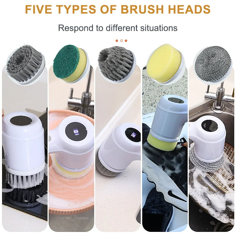 Electric Rotating Cleaning Brush with 5 Heads