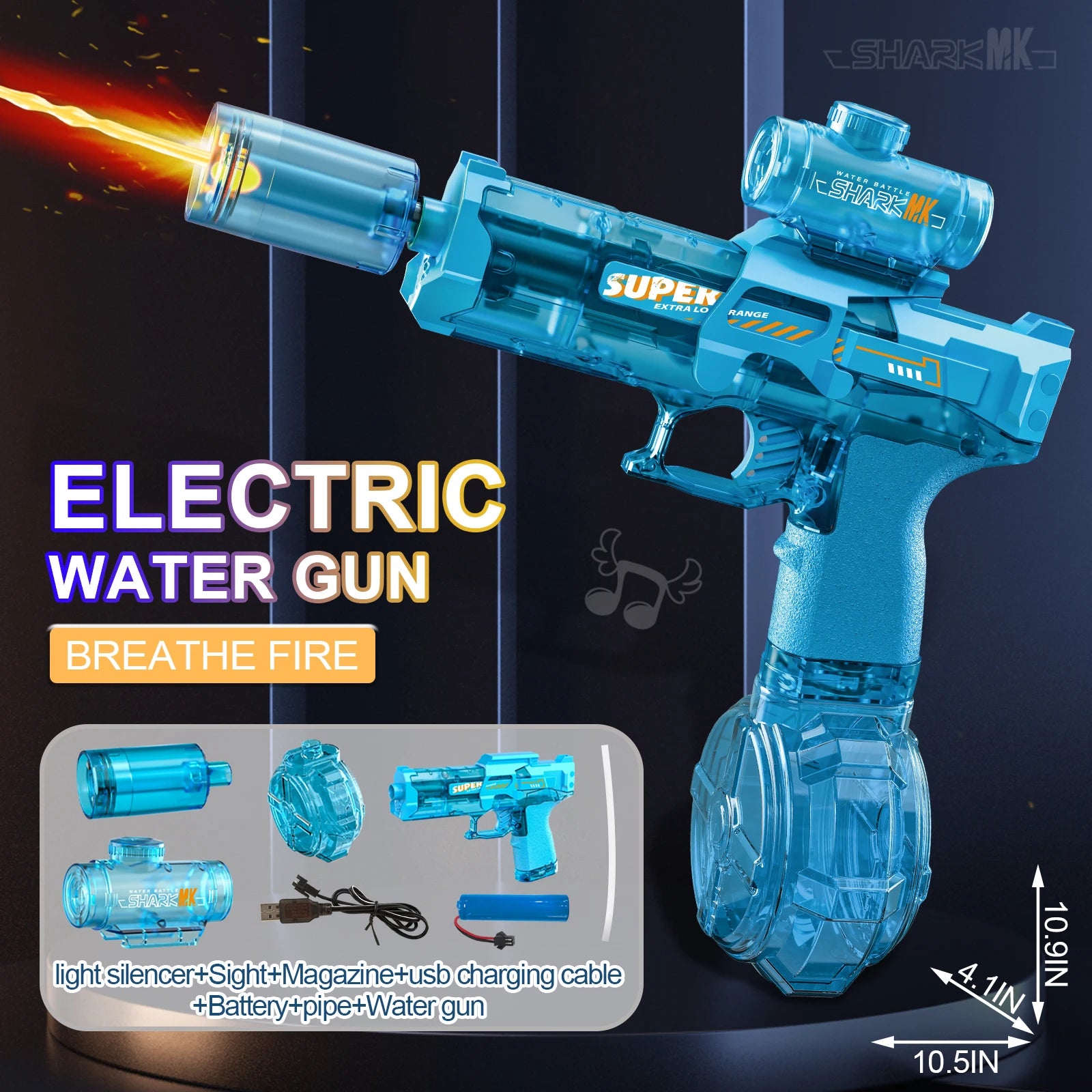 New electric water gun with light jets  flame effect