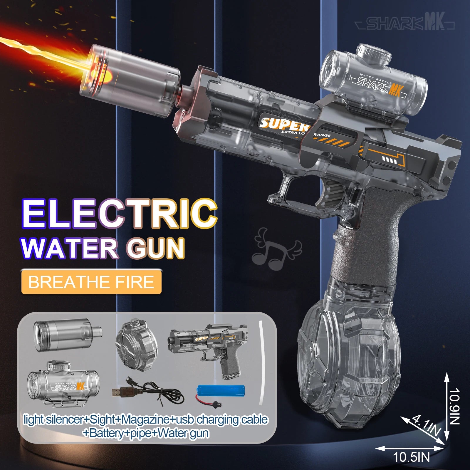 New electric water gun with light jets  flame effect