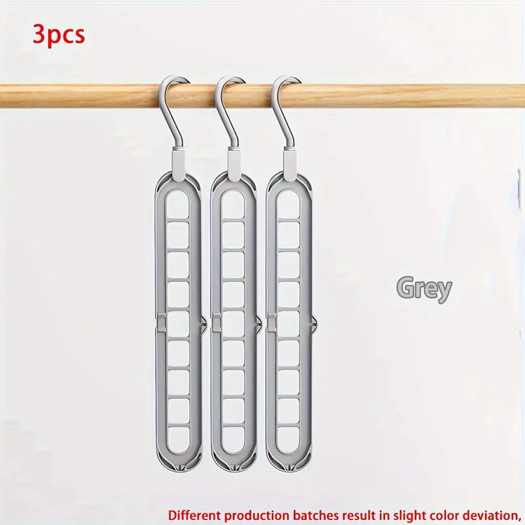 9 Holes Plastic Folding Hangers, Sturdy Space Saving Clothes Organizers