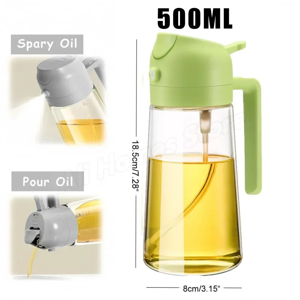 2 in 1 Olive Oil Dispenser Bottle 500ml Oil Sprayer