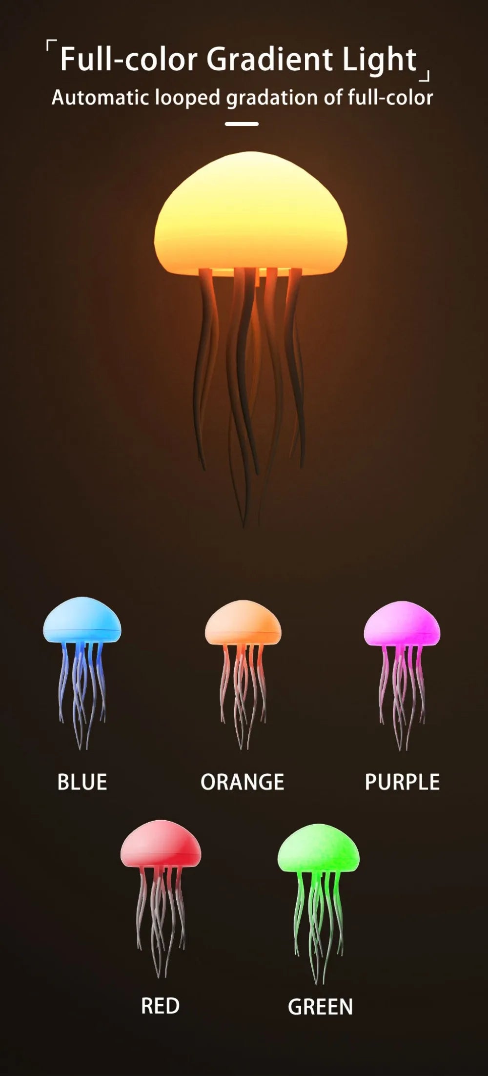 Night light jellyfish design bedside lamp