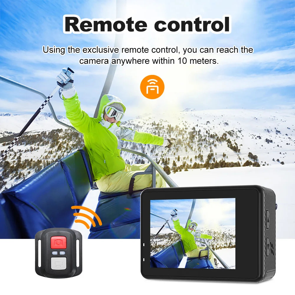 5K 4K 60 FPS EIS Wi-Fi Action Camera GoPro Style Dual Screen